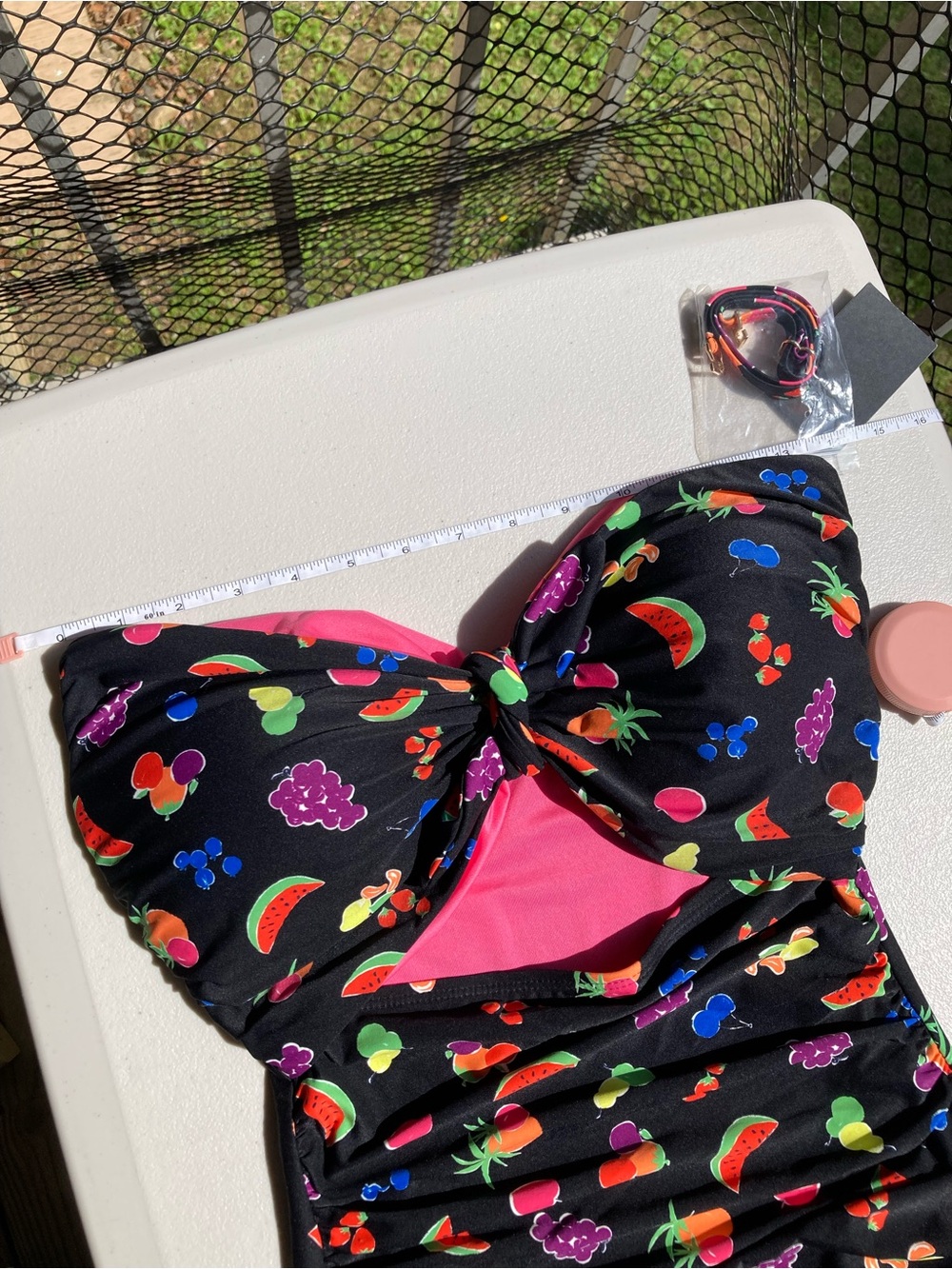 NWT Kate Spade Black One Piece Swimsuit Colorful Fruit Print Bathing Suit - Picture 8 of 16